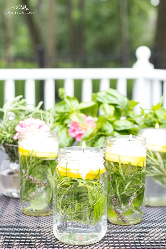 DIY Citronella Herb Floating Candles from On Sutton Place