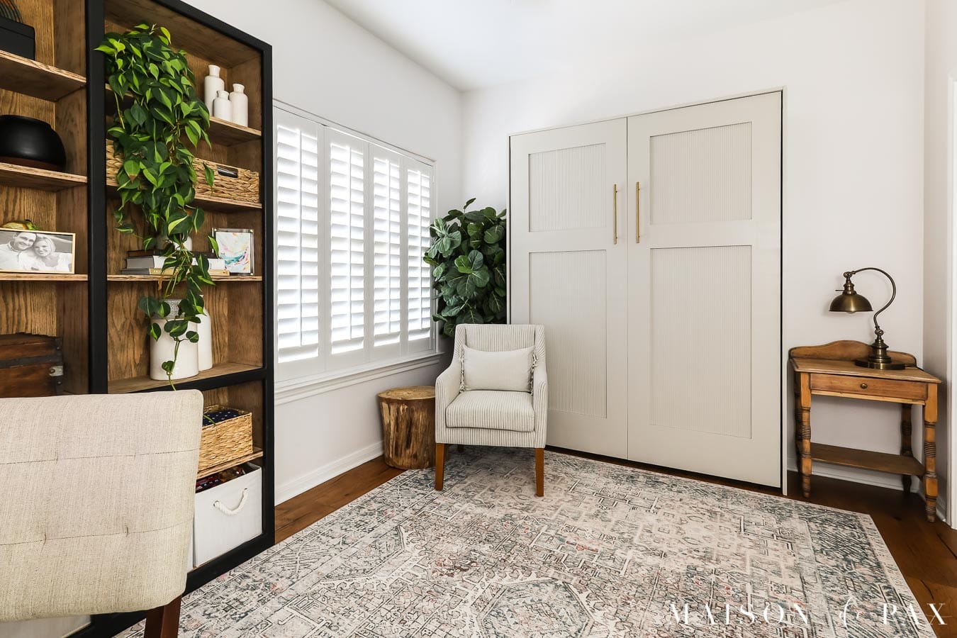 home office with built in murphy bed queen size