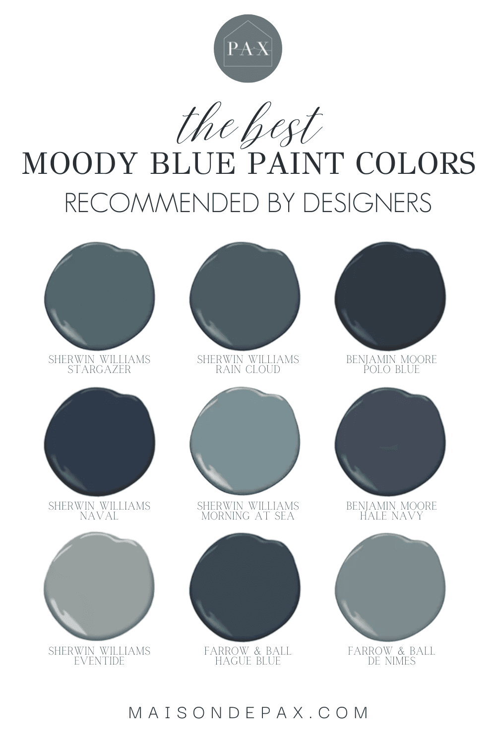 blue paint colors with text: the best moody blue paint colors recommended by designers