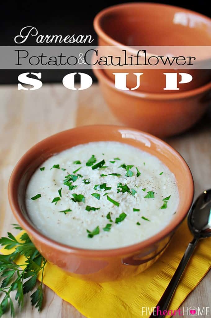 Parmesan Potato and Cauliflower Soup | {Five Heart Home}