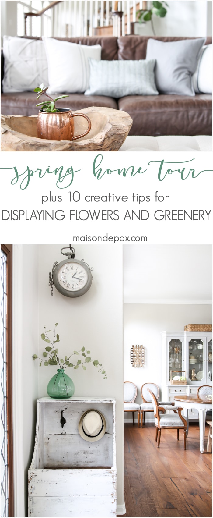Spring Home Tour: What a beautiful home decorated with neutrals and light touches of greenery perfect for spring or summer | aiweb9ygdry.cmersite.com