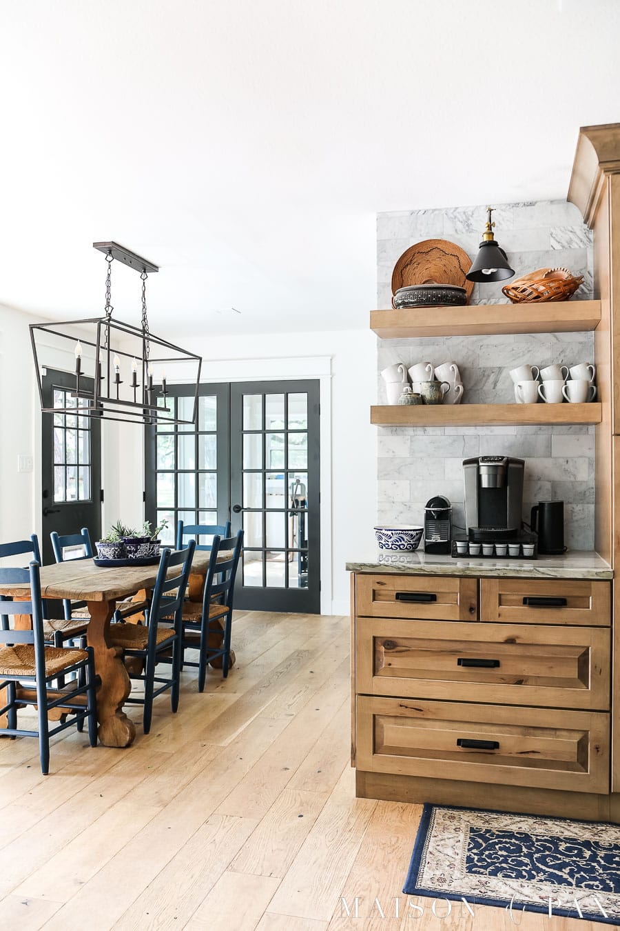 breakfast room with coffee bar and french doors