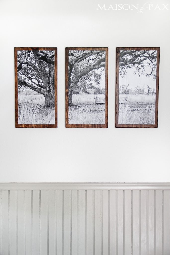 I love this wall art! Split photo black and white mounted on wood. DIY Triptych | aiweb9ygdry.cmersite.com