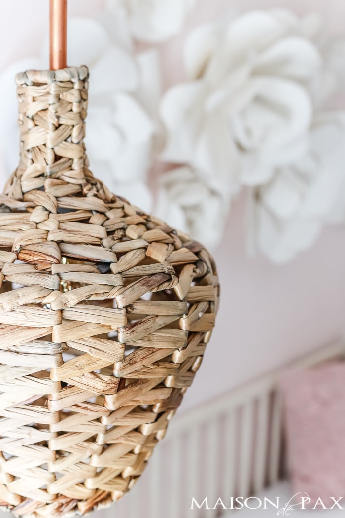 Ratan lighting for baby girl nursery- Maison de Pax