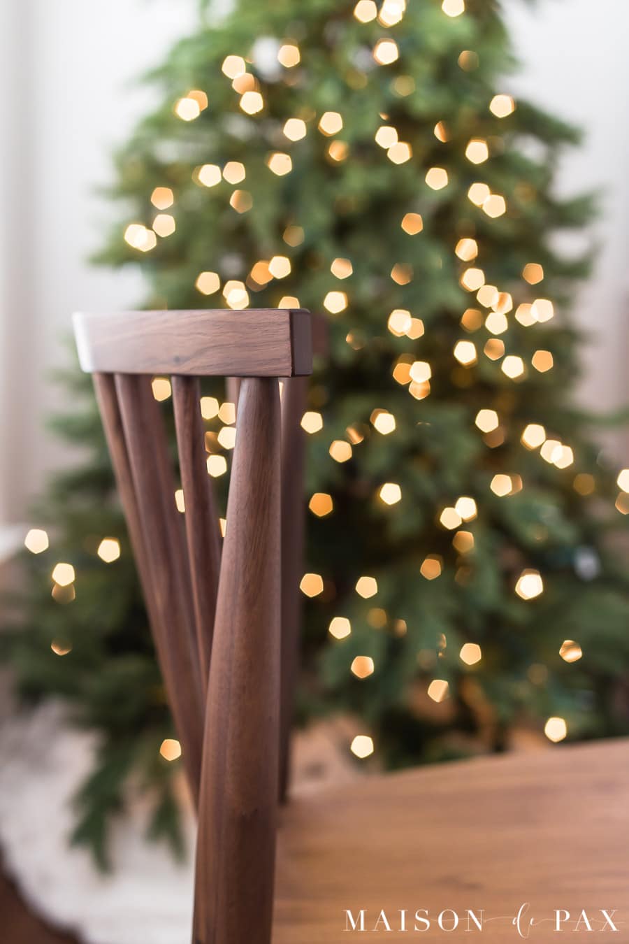 matte walnut finish on a modern farmhouse dining chair