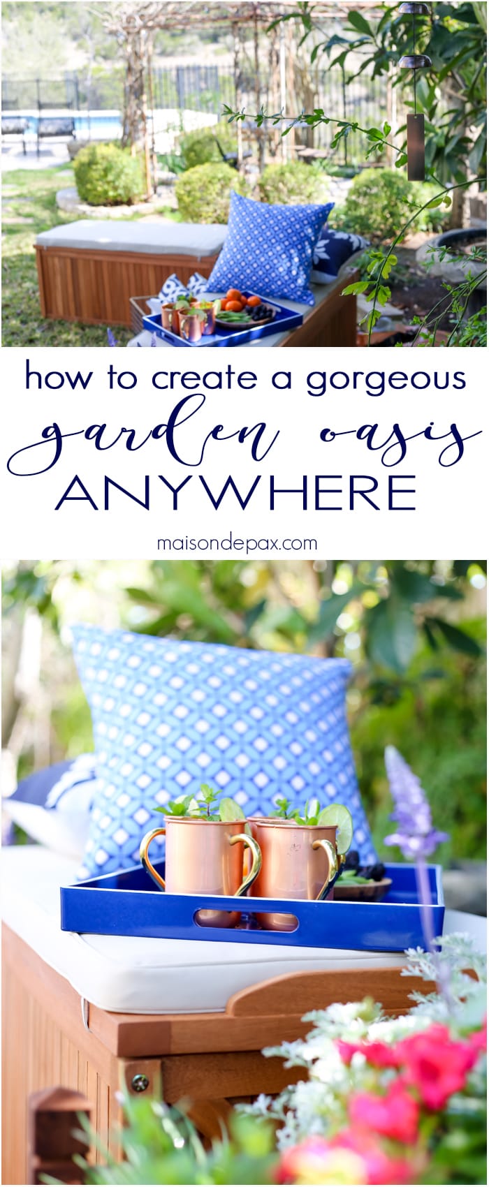 I love this idea! How to create a gorgeous garden oasis anywhere... the best tips for making a perfect outdoor sanctuary | aiweb9ygdry.cmersite.com