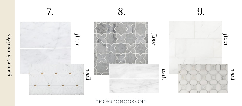 geometric marble tile combinations for bathrooms
