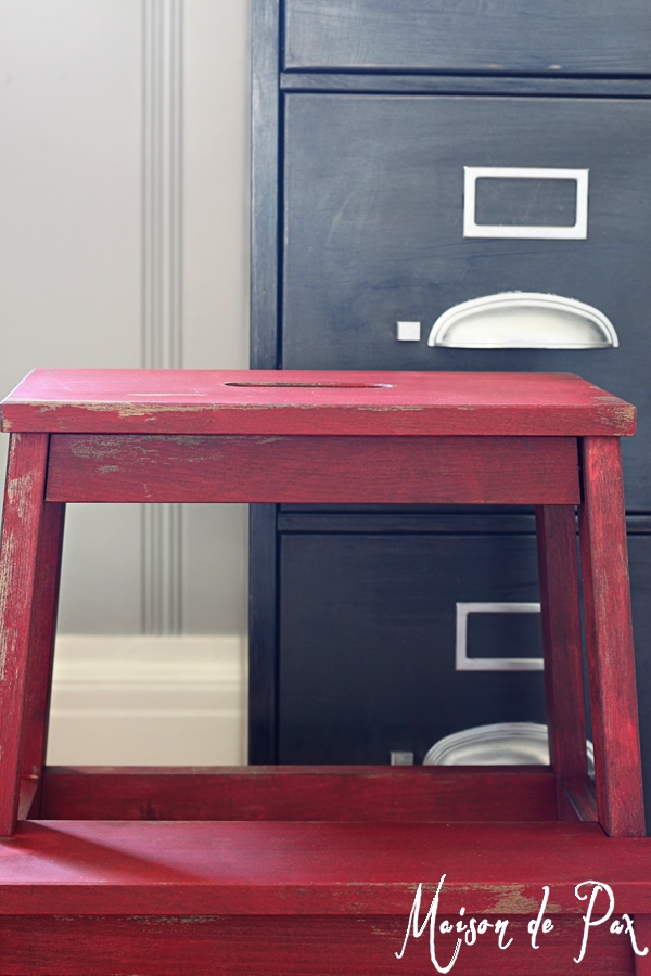 Red vintage step stool- Maison de Pax
