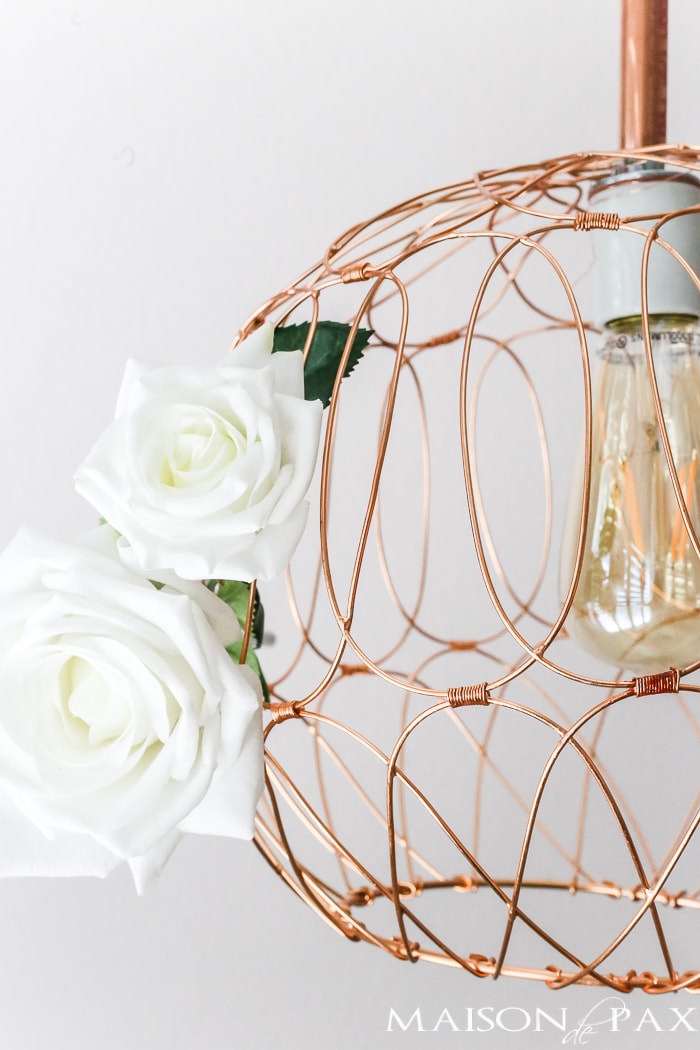 Step by Step instructions (with clear picture tutorial) for how to make a DIY copper pendant light fixture. Just gorgeous in any space and so versatile!
