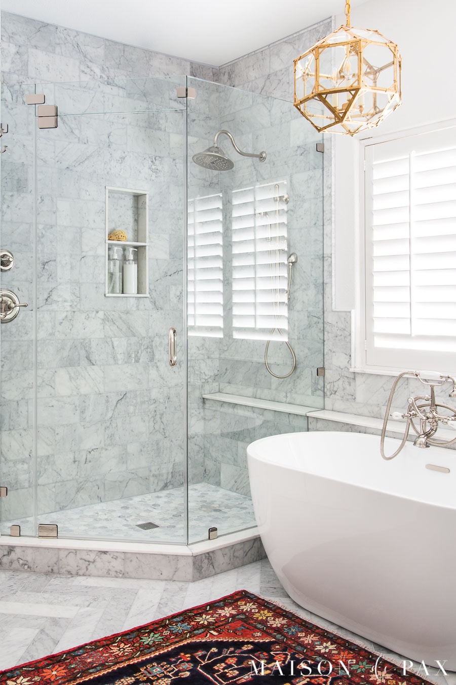 carrara marble tile with platinum grout