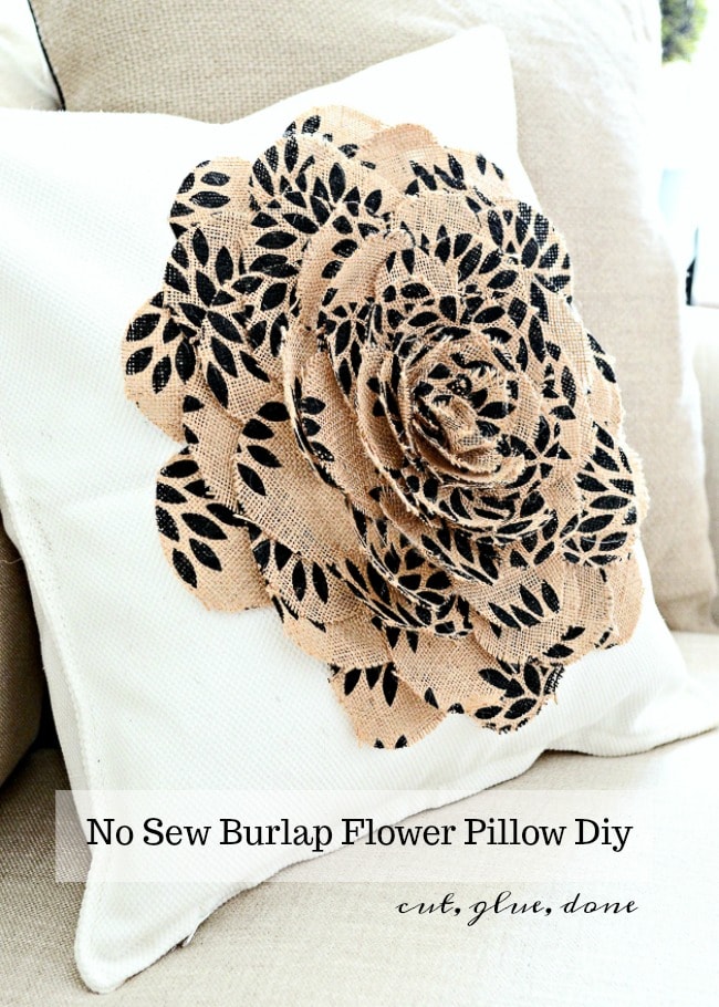 NO SEW BURLAP FLOWER PILLOW DIY