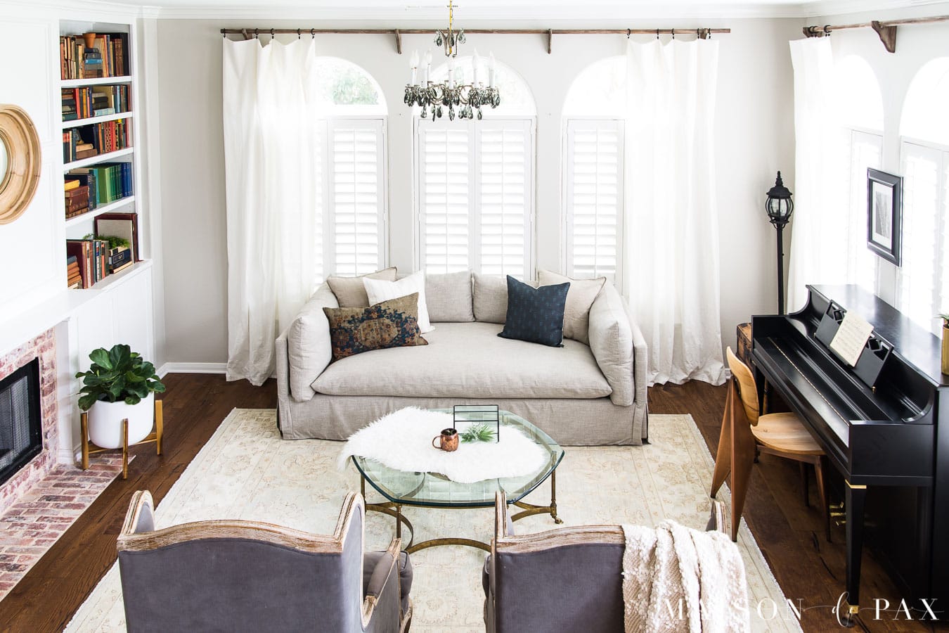 slipcovered double chaise in formal living room | Maison de Pax