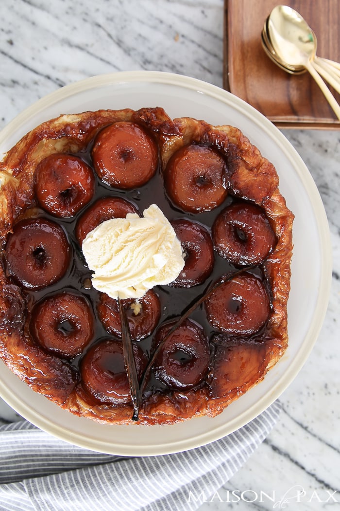 top apple tarte tatin with vanilla ice cream or marscapone