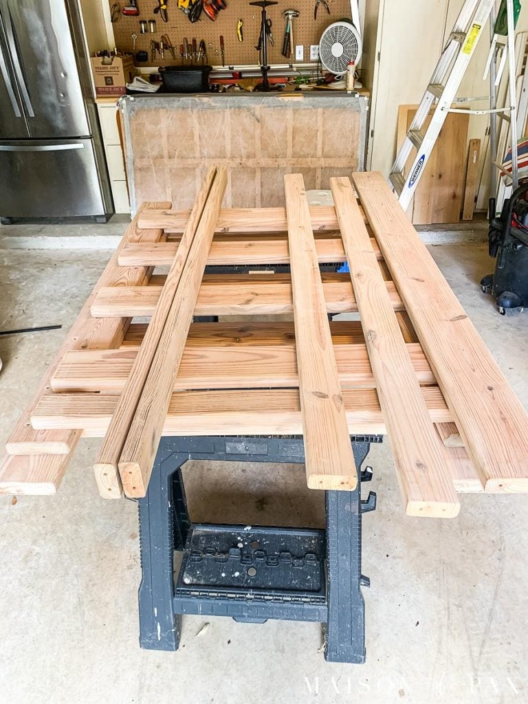 2x4 and 2x6 lumber ready to be painted | Maison de Pax
