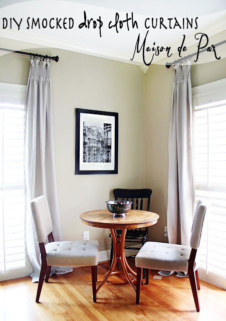 DIY Smocked drop cloth curtains- Maison de Pax