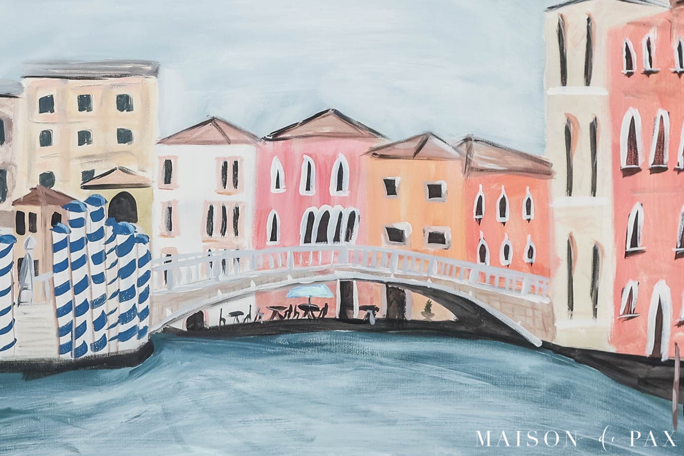 venice bridge scene acrylic painting
