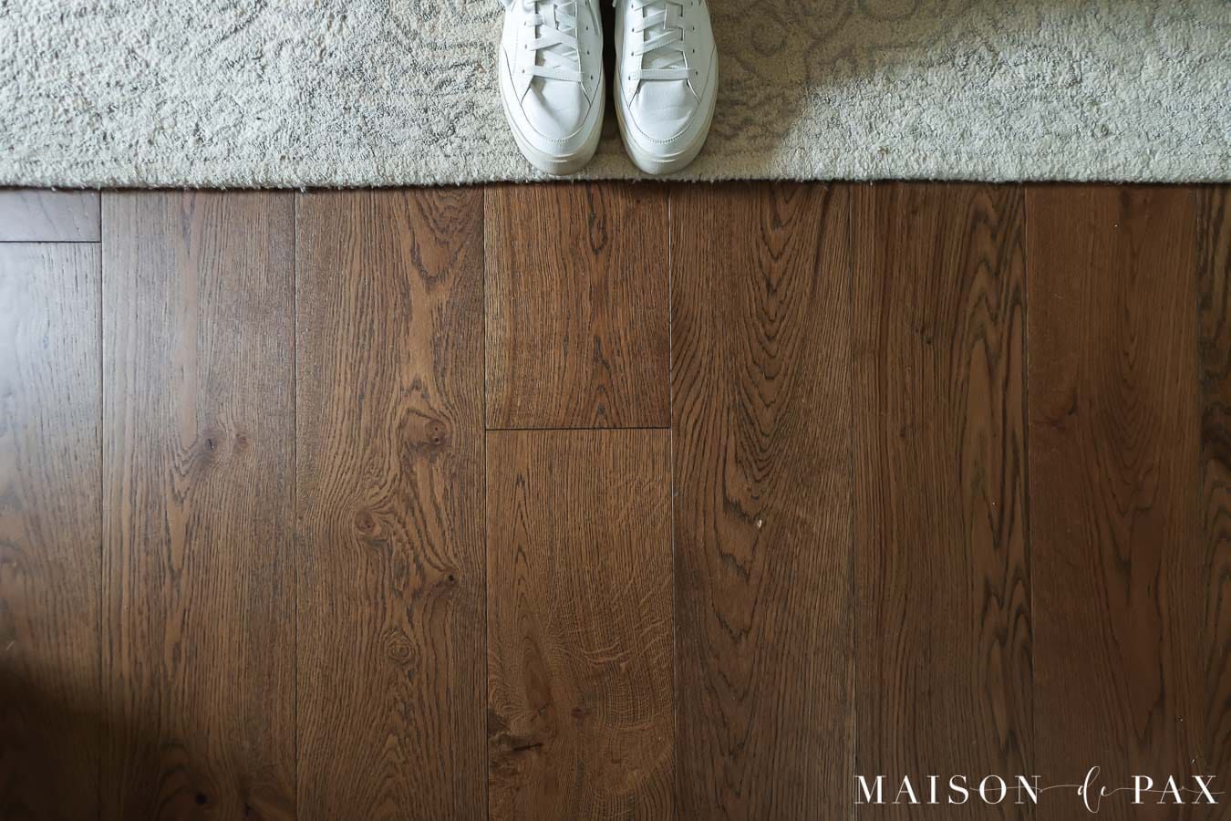 white oak wood flooring stained medium dark brown