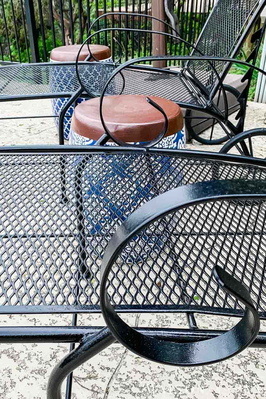 old metal furniture with fresh paint looks new