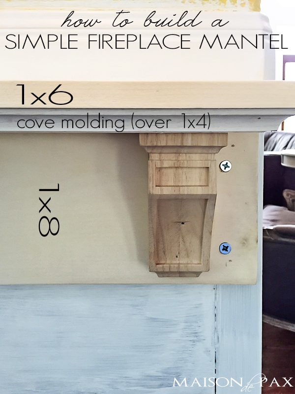 I love how this simple diy mantel changes the fireplace! Find out how to build a simple fireplace mantel (or faux fireplace shelf!) with this easy to follow tutorial | aiweb9ygdry.cmersite.com