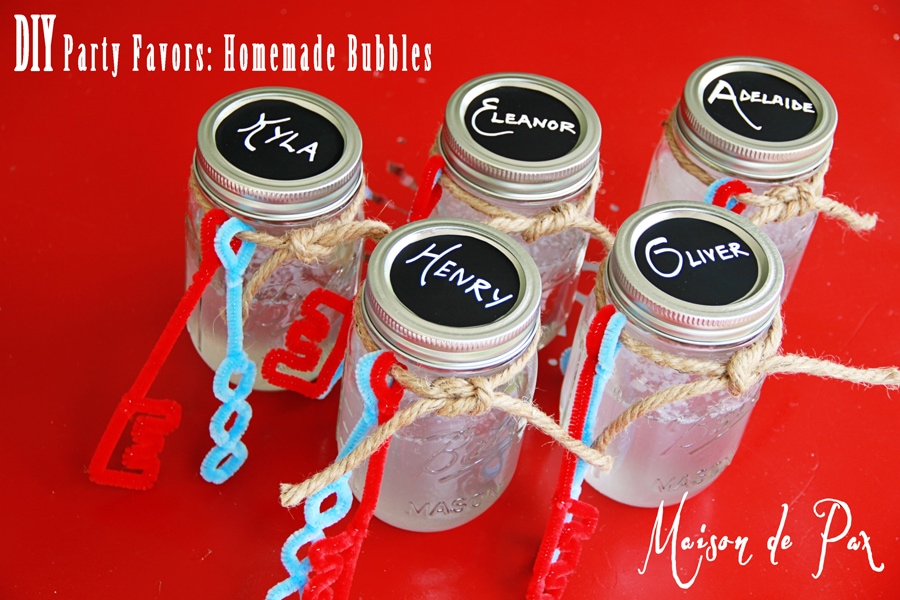 mason jar bubbles with chalkboard contact paper
