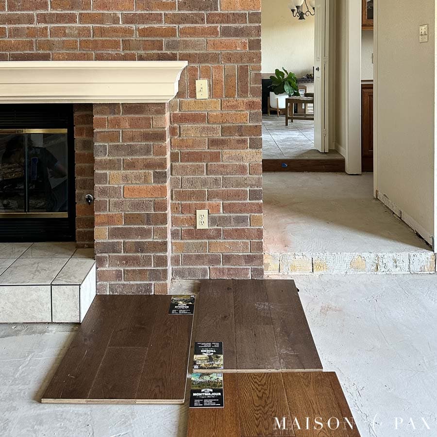 testing dark white oak flooring samples