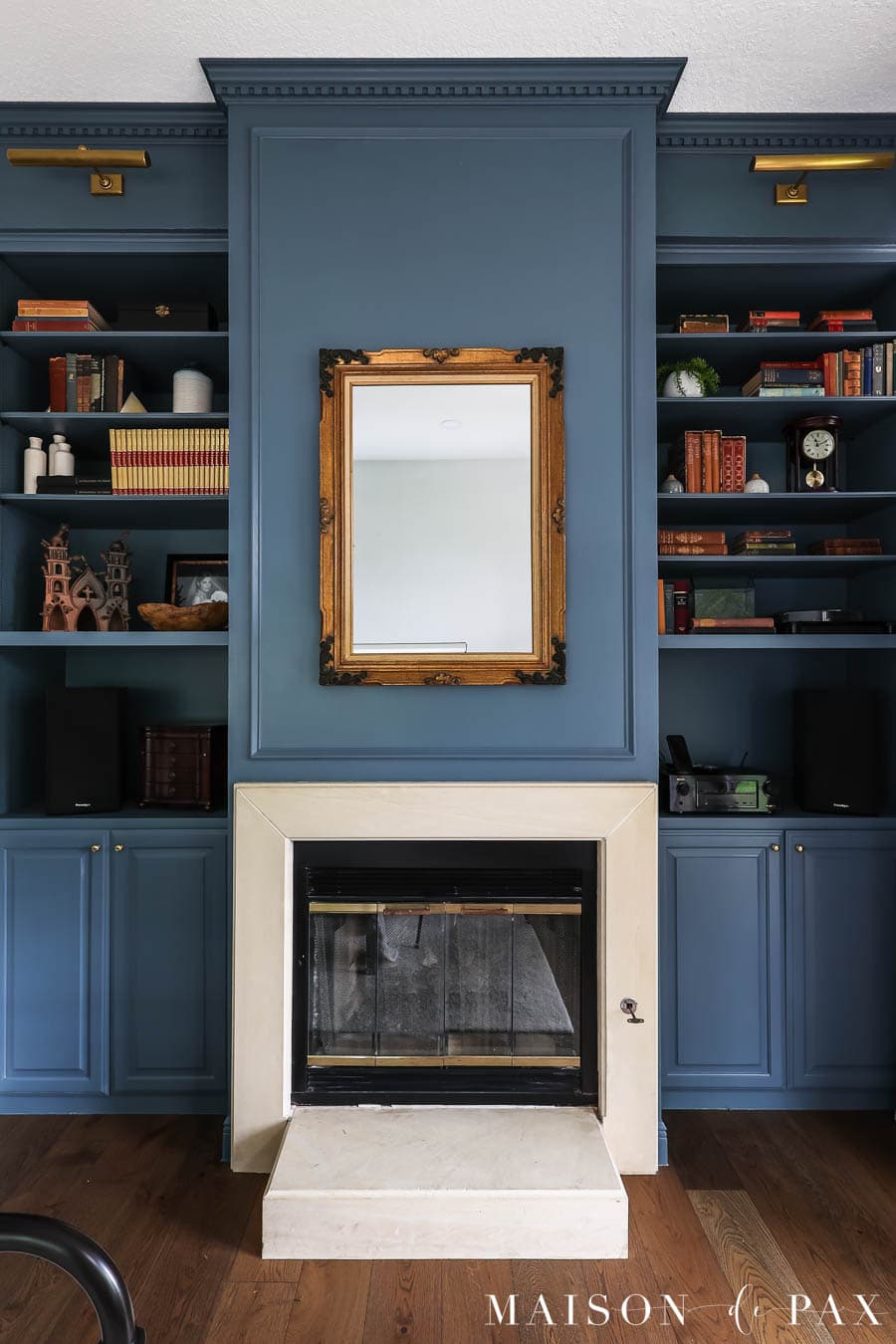 Fireplace + Bookcase Makeover