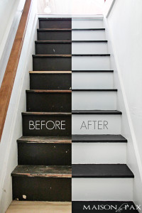 Totally transformed by paint! Gorgeous, simple black and white painted staircase | aiweb9ygdry.cmersite.com