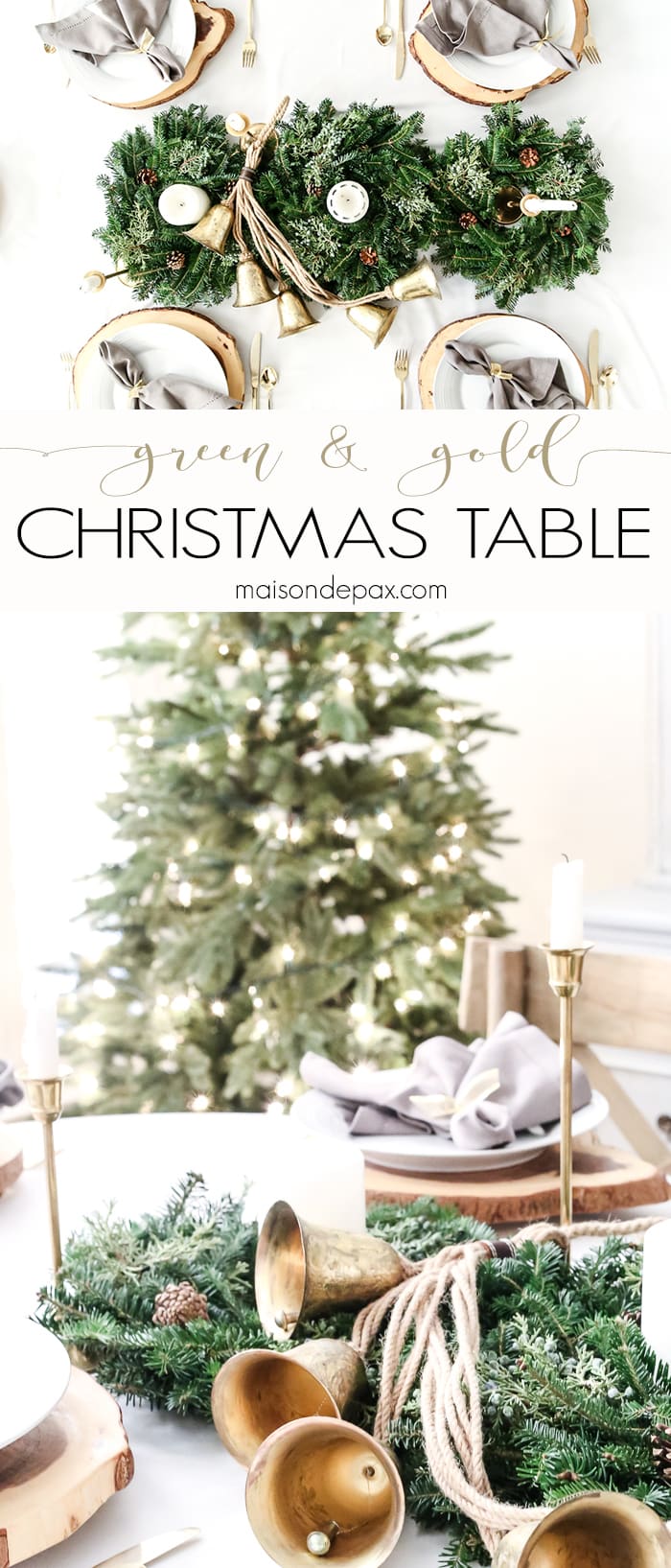 Green and gold Christmas table- Maison de Pax