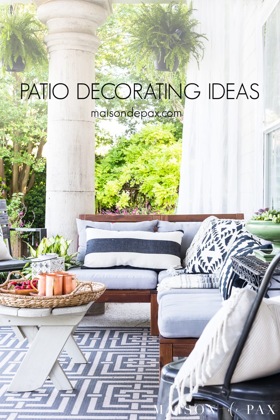 Outdoor living space decorated for summer- Maison de Pax