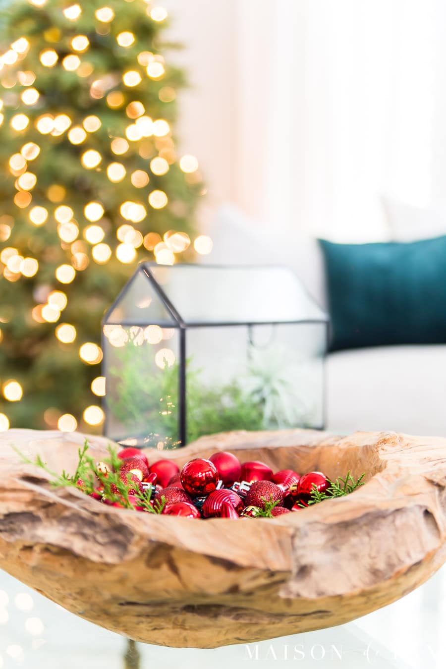 Simple Red and Green Christmas Living Room