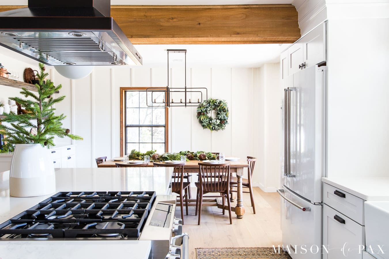 kitchen dining area with crock and mini tree | Maison de Pax