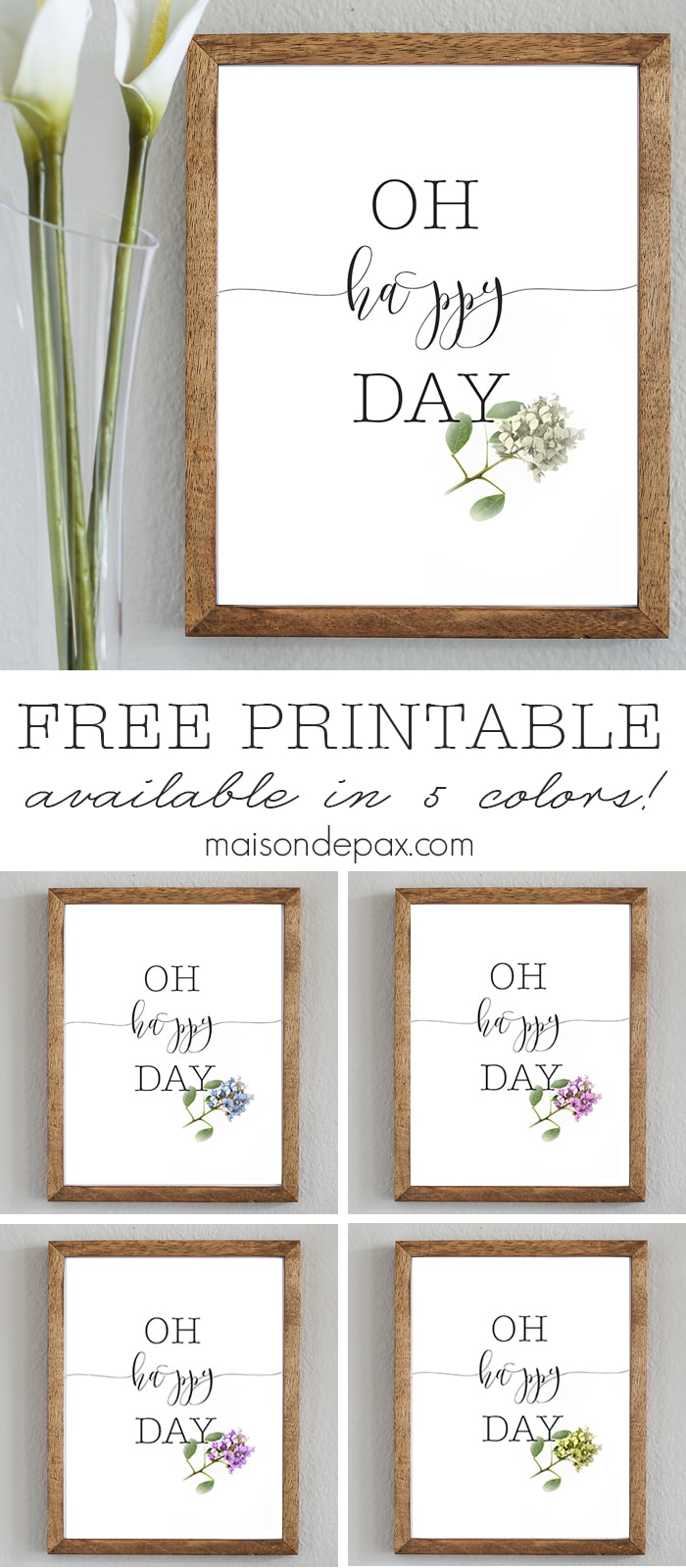 Oh Happy Day | Free spring printable available in 5 colors from aiweb9ygdry.cmersite.com