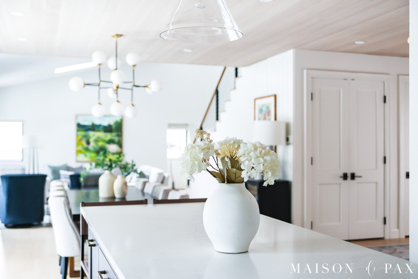 quartz countertops in open concept kitchen