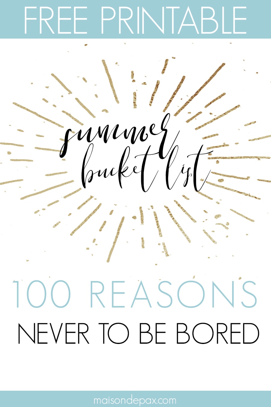 Summer Bucket List Free Printable