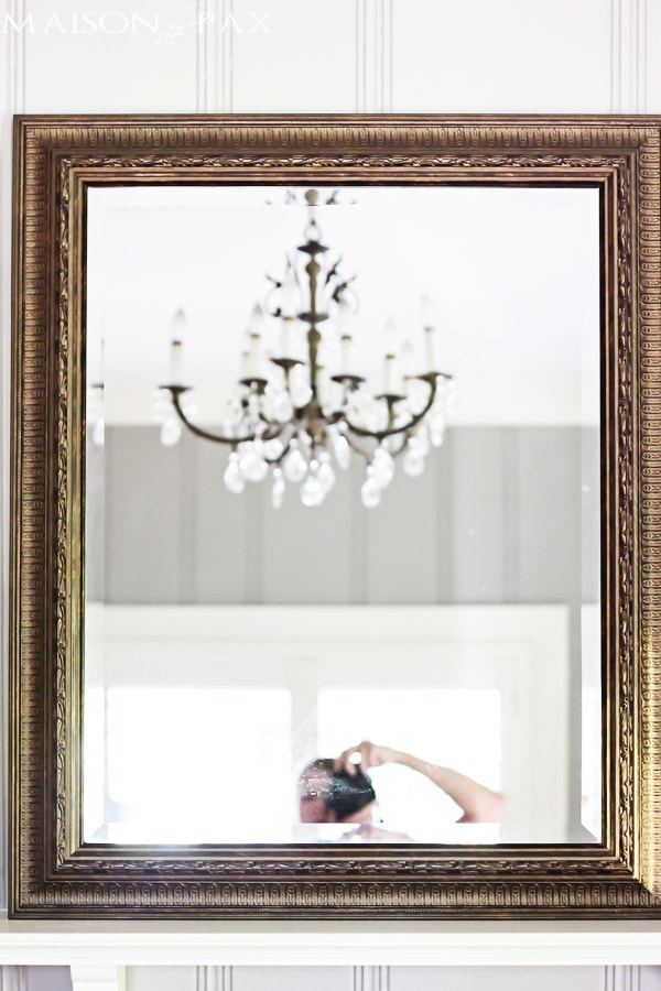 bronze mirror gets a DIY makeover with gold leaf