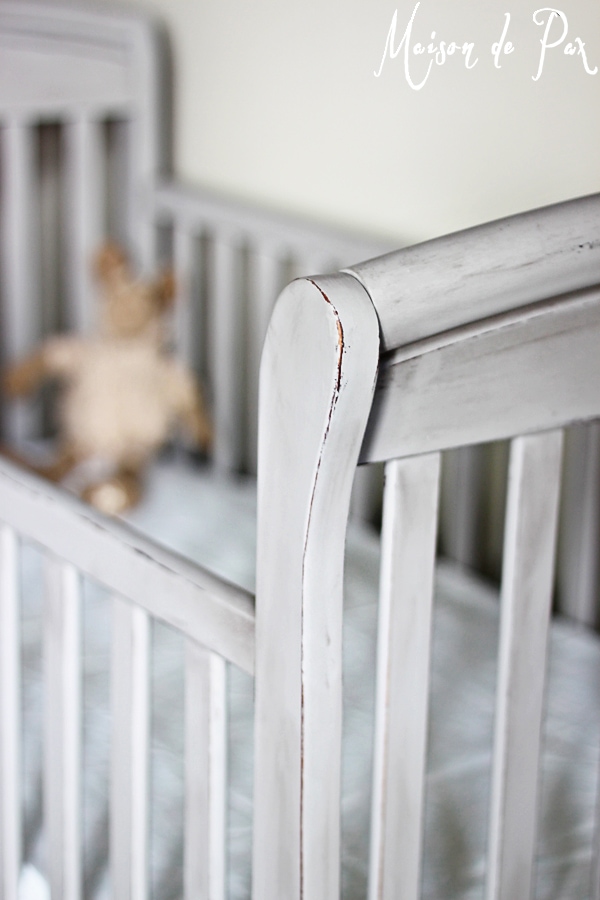 Distressed crib makeover- Maison de Pax