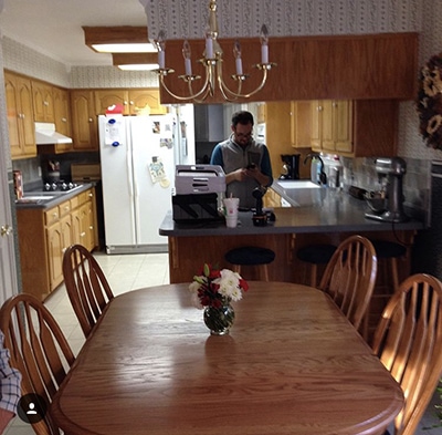 old kitchen with oak cabinets- Maison de Pax