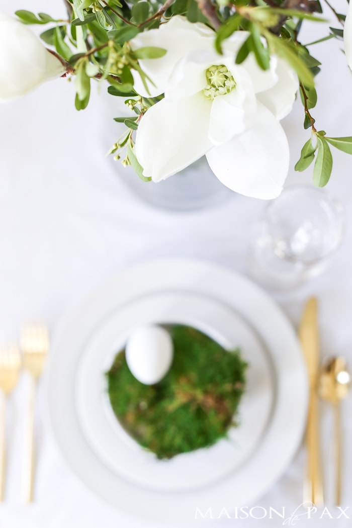 Green and White Easter decorating Ideas for the Dining Room- Maison de Pax