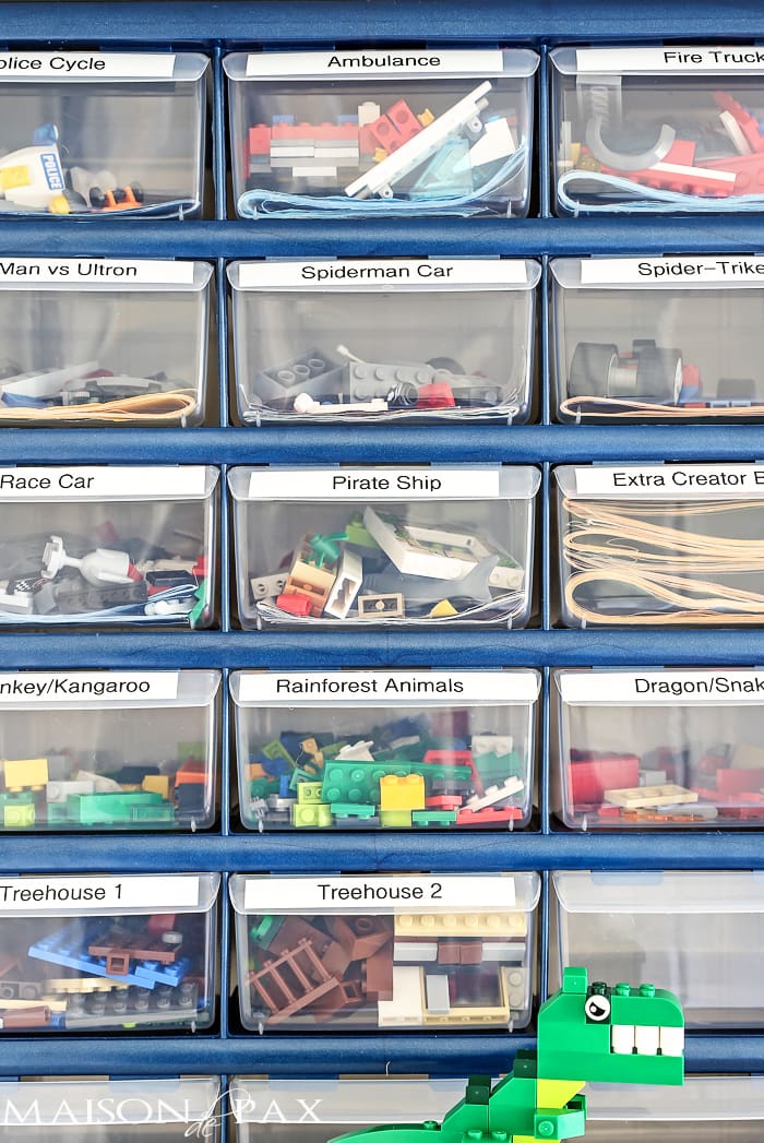 label plastic drawers for lego sets