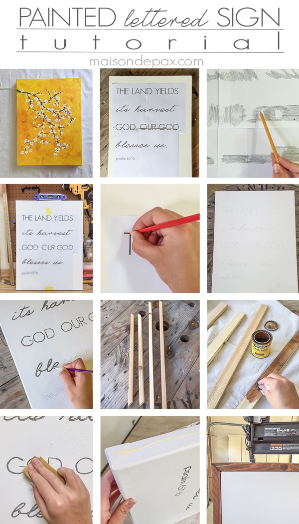 Learn how to make a beautiful, painted lettered sign on canvas with a simple wood frame: this step by step tutorial is so easy to follow | aiweb9ygdry.cmersite.com