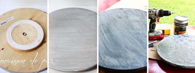 Make your own adorable chalkboard serving tray AND functioning lazy susan!  Tutorial at aiweb9ygdry.cmersite.com