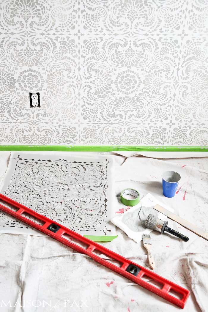 materials needed to stencil an accent wall