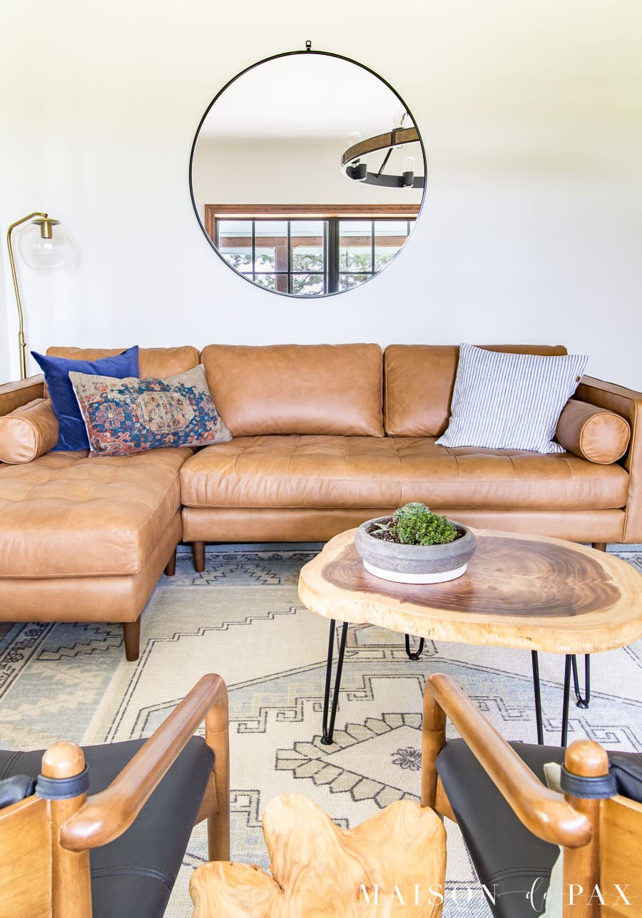 rustic yet mid century modern living room | Maison de Pax
