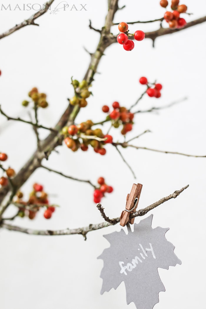 I love this Thanksgiving project idea! A Thankful Tree uses simple card stock leaves to help you and your family count your blessings each November | aiweb9ygdry.cmersite.com