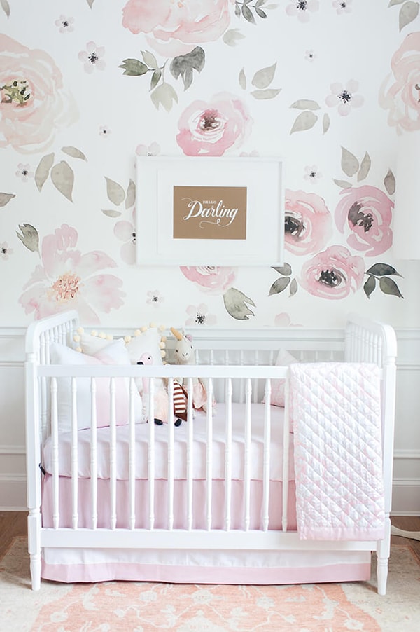 big rose wallpaper nursery- maison de pax