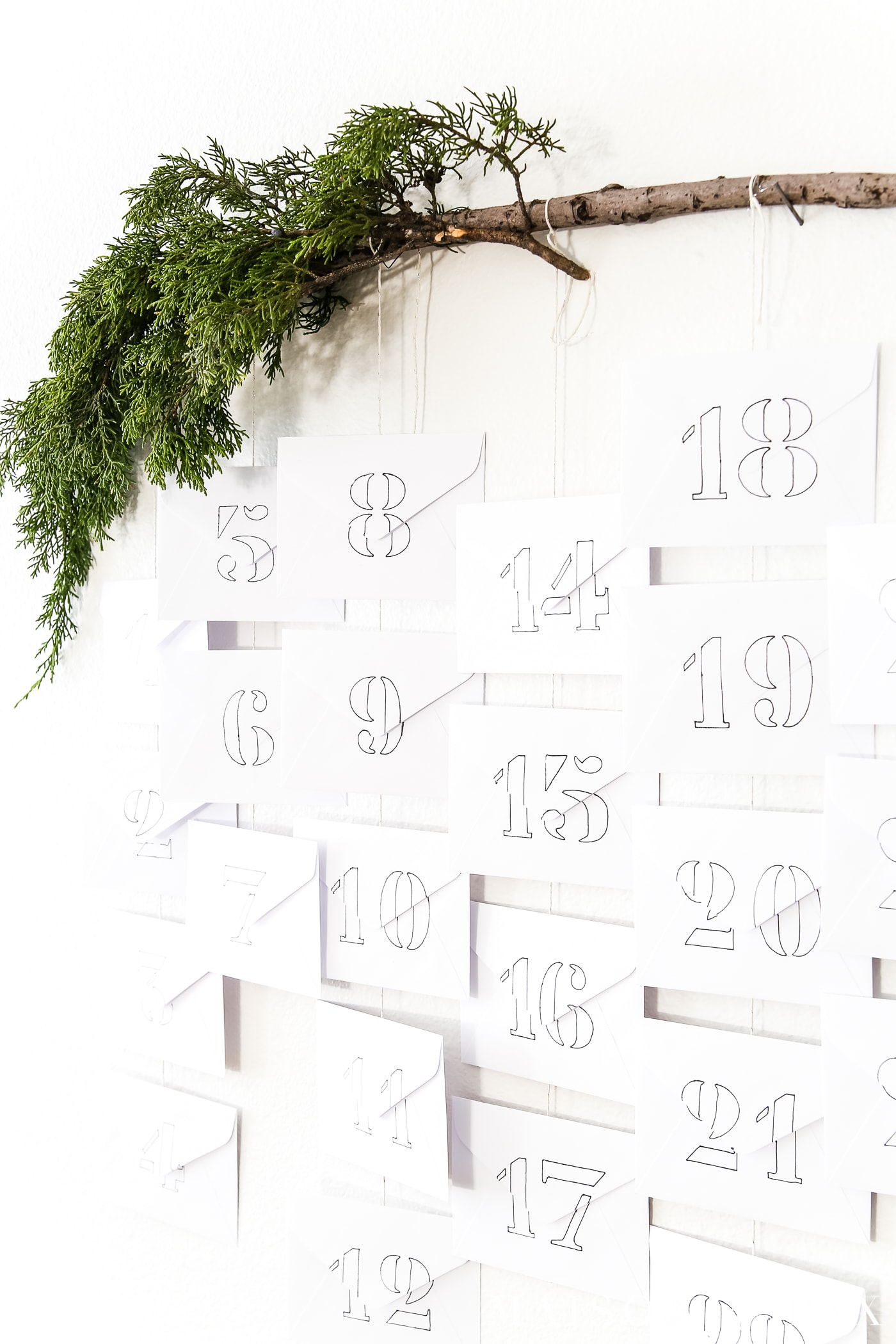 stencil numbers onto basic white envelopes for a diy advent calendar #adventcalendar