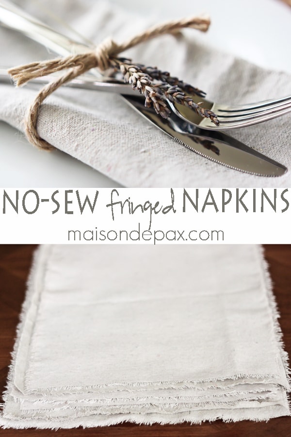 Simple, natural, and beautiful!  No sew drop cloth napkins are SO easy! via aiweb9ygdry.cmersite.com #diy #nosew