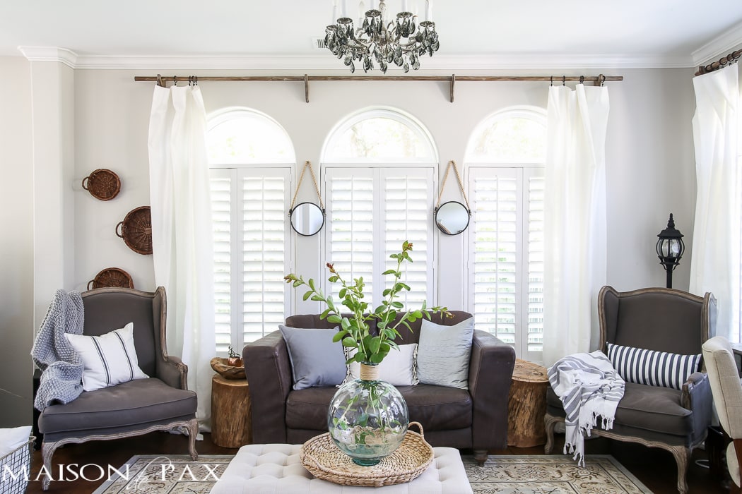 White curtain and living room- Maison de Pax