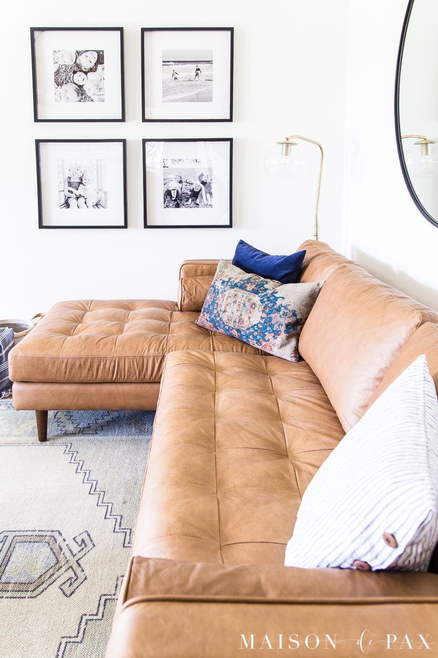 tan leather sectional sofa | Maison de Pax