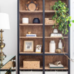 black and wood bookcase makeover